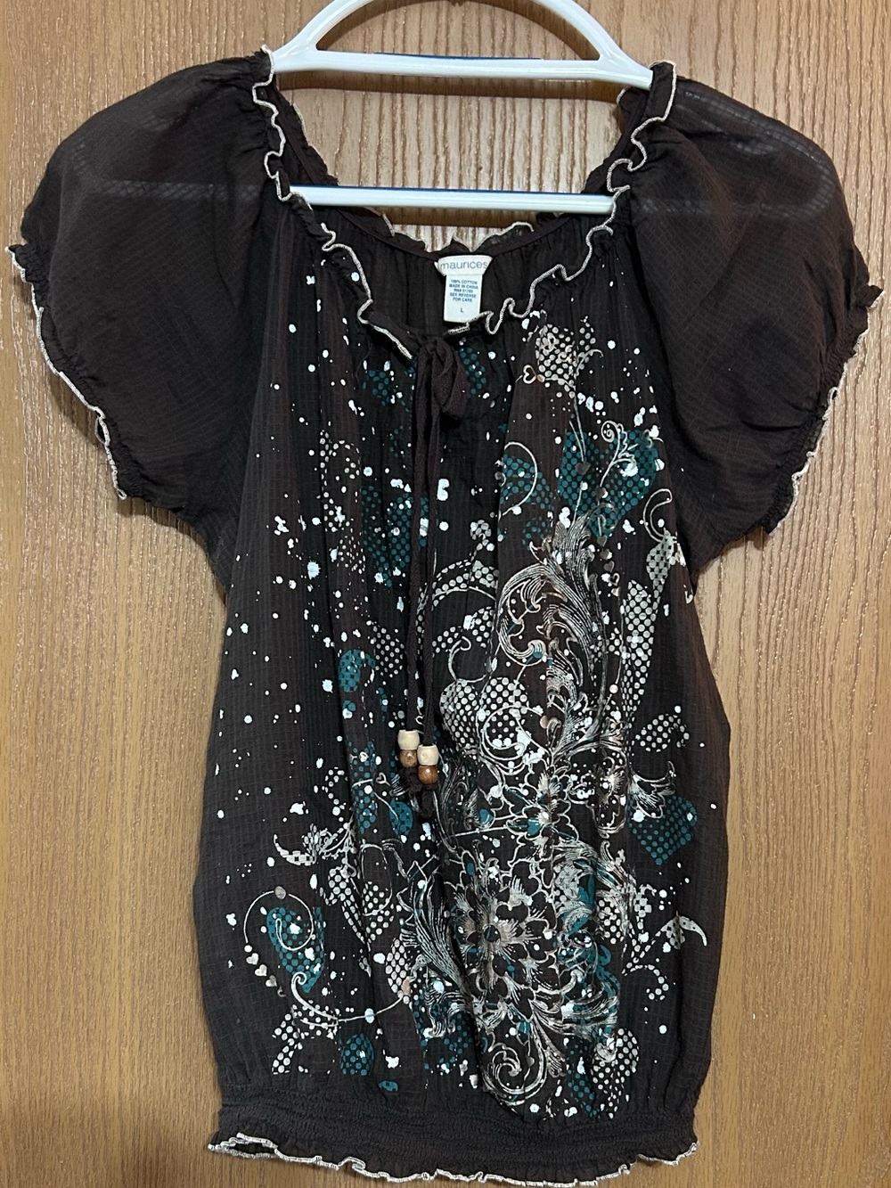 Maurices Floral Peasant Blouse